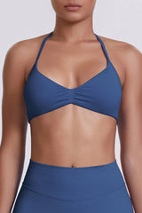 Women Halter Neck Seamless Sports Bra - Breathable Backless Yoga Top