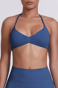 Women Halter Neck Seamless Sports Bra - Breathable Backless Yoga Top