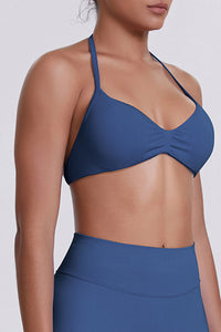 Women Halter Neck Seamless Sports Bra - Breathable Backless Yoga Top