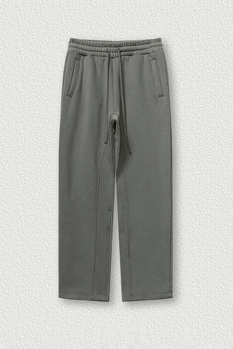 Solid Color Fleece-Lined Sweatpants - Winter Thermal Straight Leg Pants