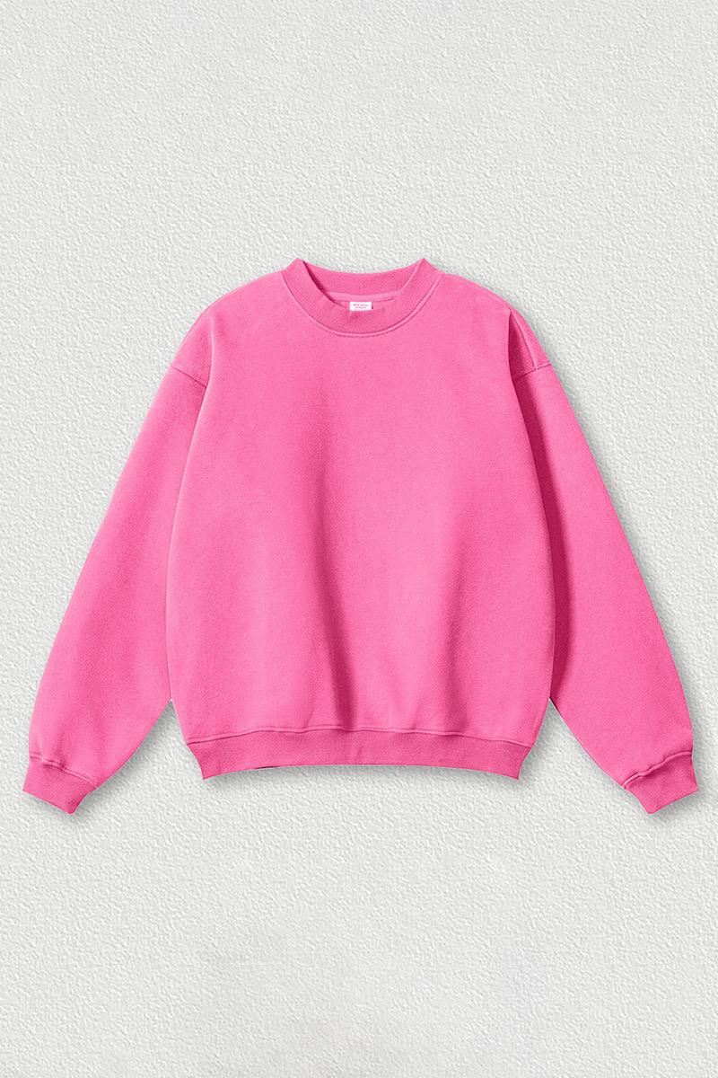 Loose fleece-lined thick round-neck sweatshirt