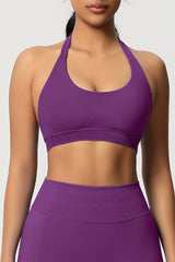 Women Halter Neck Seamless Yoga Sports Bra - Breathable Support Top