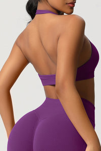 Women Halter Neck Seamless Yoga Sports Bra - Breathable Support Top