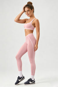 Women's U-Neck Color Clash Bra And Leggings Two Piece Sets