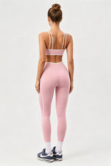 Women's U-Neck Color Clash Bra And Leggings Two Piece Sets