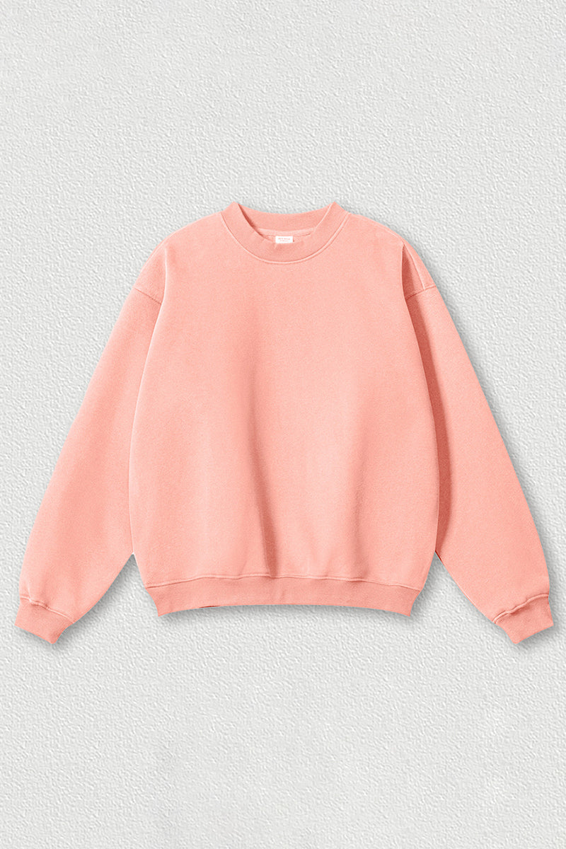 Loose fleece-lined thick round-neck sweatshirt