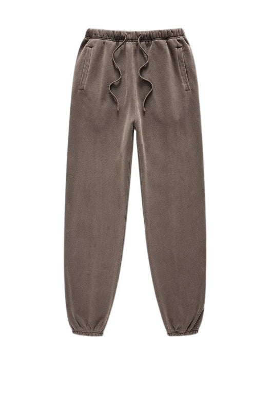Unisex washed fleece-lined sweatpants