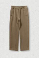 Solid Color Fleece-Lined Sweatpants - Winter Thermal Straight Leg Pants