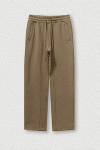 Solid Color Fleece-Lined Sweatpants - Winter Thermal Straight Leg Pants