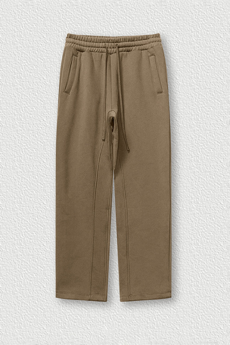 Solid Color Fleece-Lined Sweatpants - Winter Thermal Straight Leg Pants