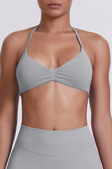 Women Halter Neck Seamless Sports Bra - Breathable Backless Yoga Top