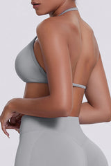 Women Halter Neck Seamless Sports Bra - Breathable Backless Yoga Top