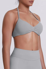 Women Halter Neck Seamless Sports Bra - Breathable Backless Yoga Top