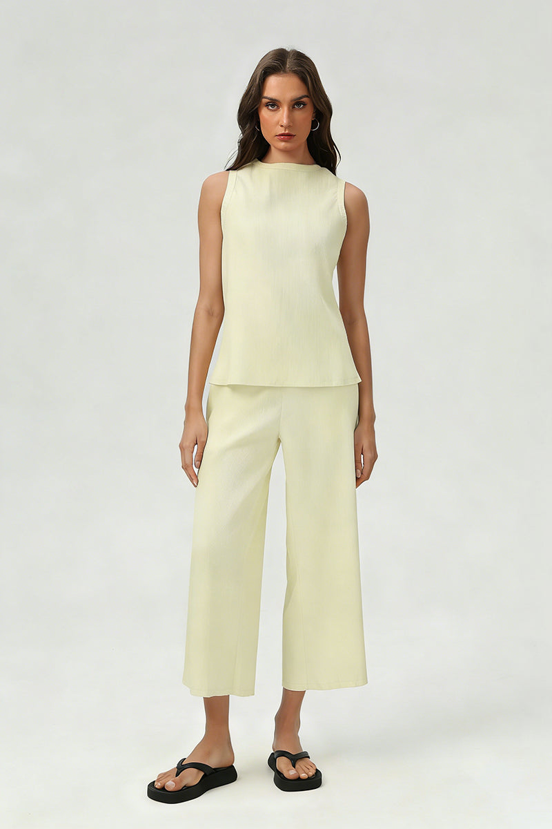 Women's Summer Sets:Sleeveless Tank Top And Wide Leg Pants
