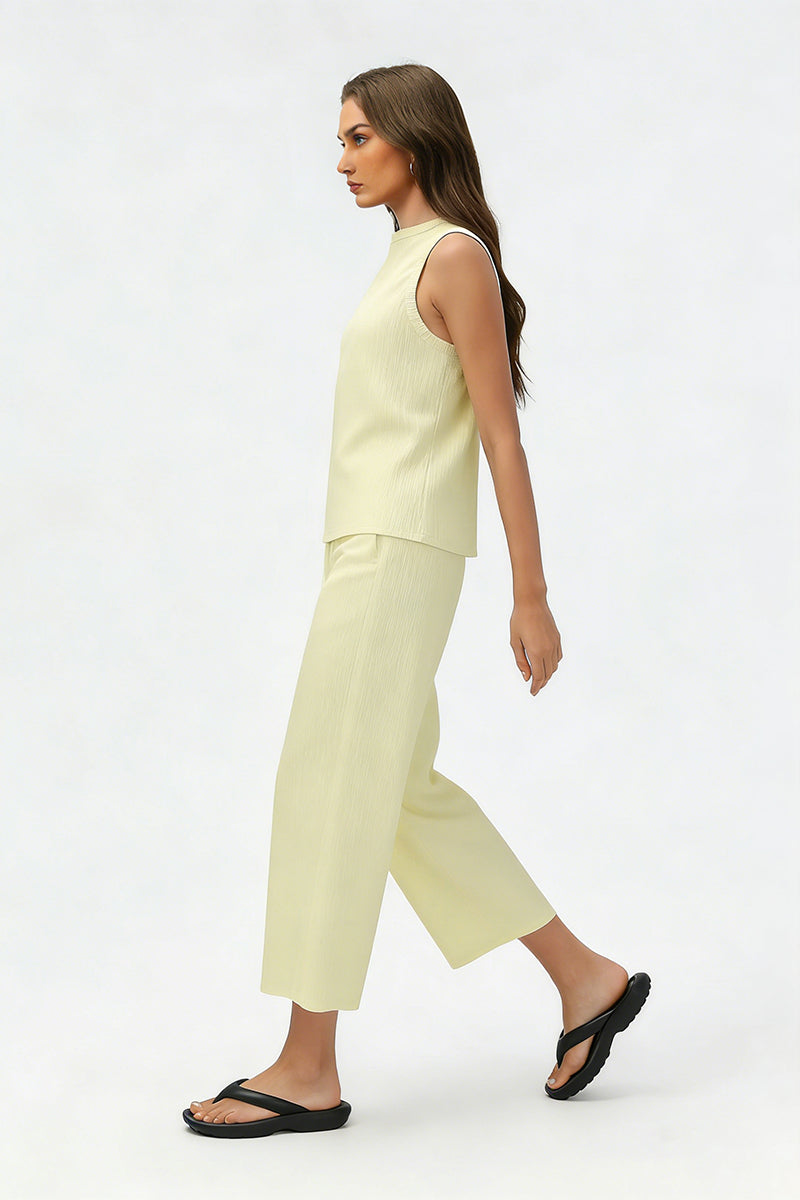 Women's Summer Sets:Sleeveless Tank Top And Wide Leg Pants