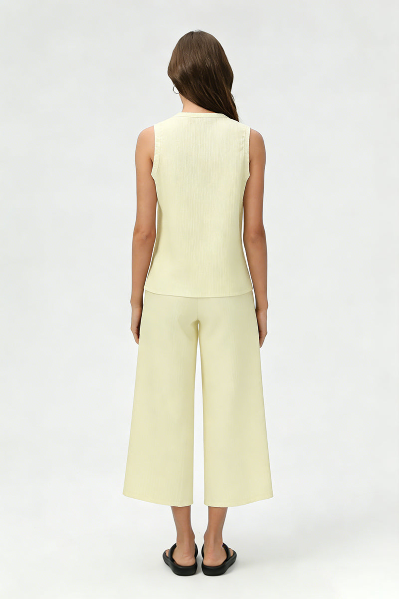 Women's Summer Sets:Sleeveless Tank Top And Wide Leg Pants