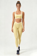 Women's U-Neck Color Clash Bra And Leggings Two Piece Sets