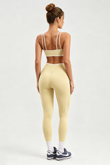 Women's U-Neck Color Clash Bra And Leggings Two Piece Sets