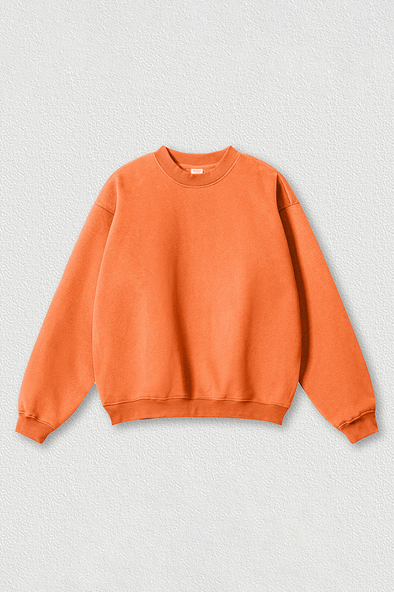Loose fleece-lined thick round-neck sweatshirt