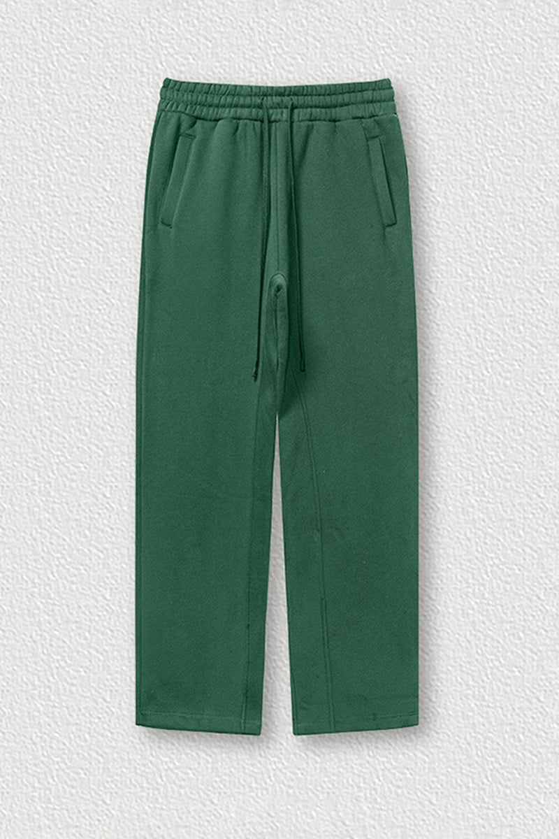 Solid Color Fleece-Lined Sweatpants - Winter Thermal Straight Leg Pants