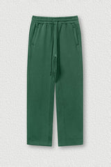 Solid Color Fleece-Lined Sweatpants - Winter Thermal Straight Leg Pants