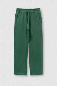 Solid Color Fleece-Lined Sweatpants - Winter Thermal Straight Leg Pants