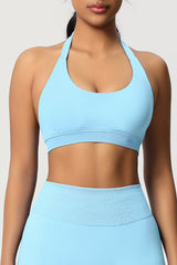 Women Halter Neck Seamless Yoga Sports Bra - Breathable Support Top