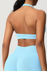 Women Halter Neck Seamless Yoga Sports Bra - Breathable Support Top