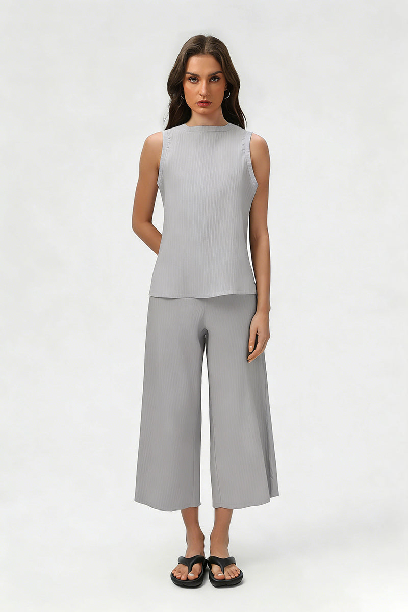 Women's Summer Sets:Sleeveless Tank Top And Wide Leg Pants