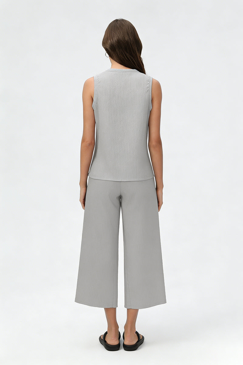 Women's Summer Sets:Sleeveless Tank Top And Wide Leg Pants