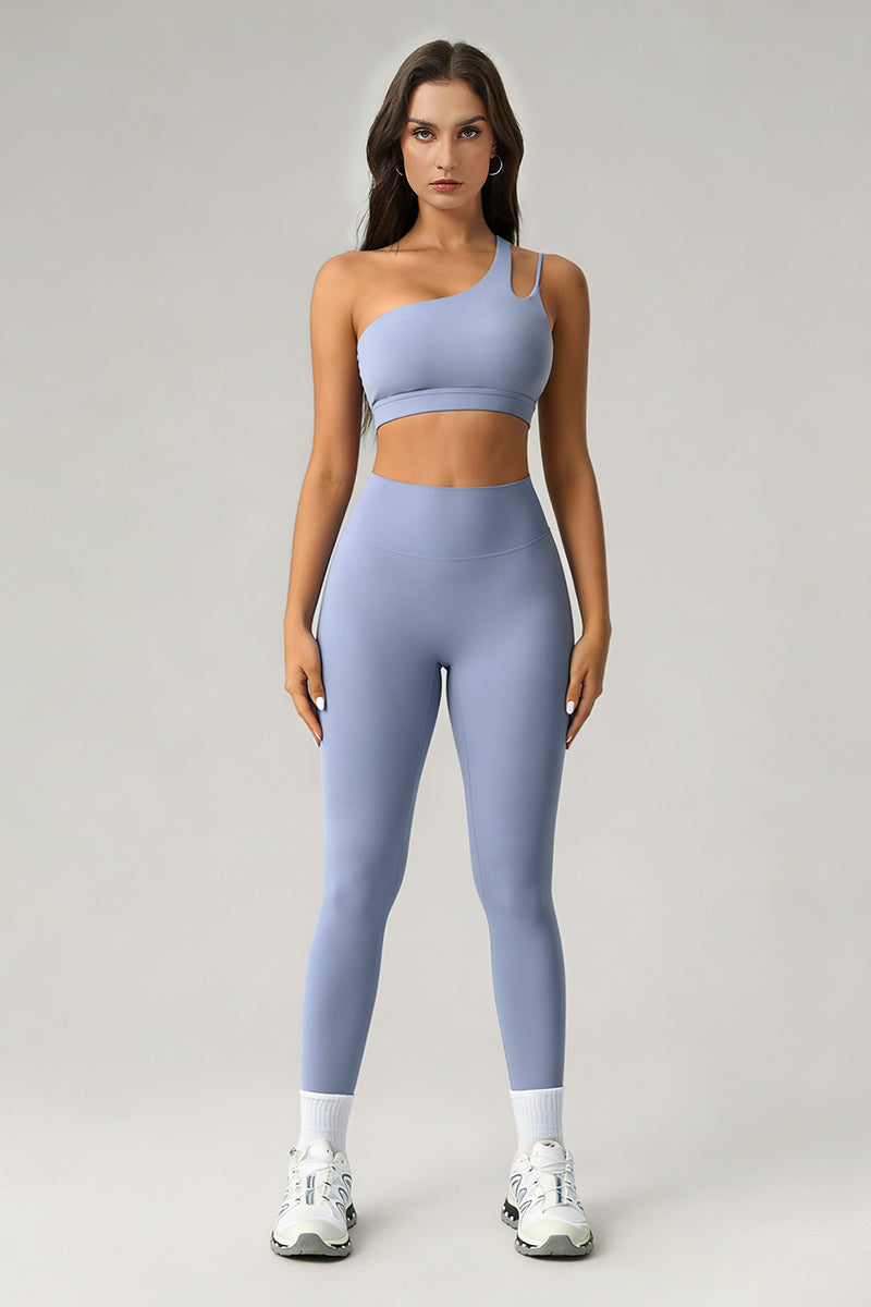 Women's Summer Set:One-Shoulder Bra And High-Waiste Leggings