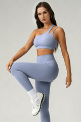 Women's Summer Set:One-Shoulder Bra And High-Waiste Leggings