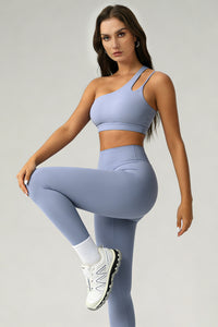 Women's Summer Set:One-Shoulder Bra And High-Waiste Leggings