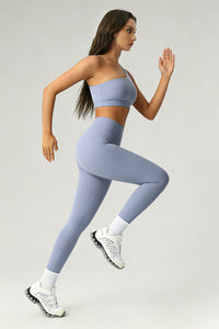 Women's Summer Set:One-Shoulder Bra And High-Waiste Leggings