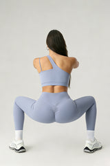 Women's Summer Set:One-Shoulder Bra And High-Waiste Leggings