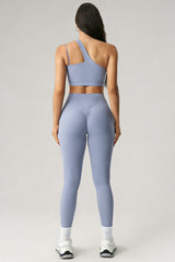Women's Summer Set:One-Shoulder Bra And High-Waiste Leggings