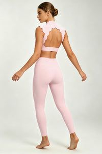 Women's Scalloped Mock Neck Bra And Leggings Yogg Sets