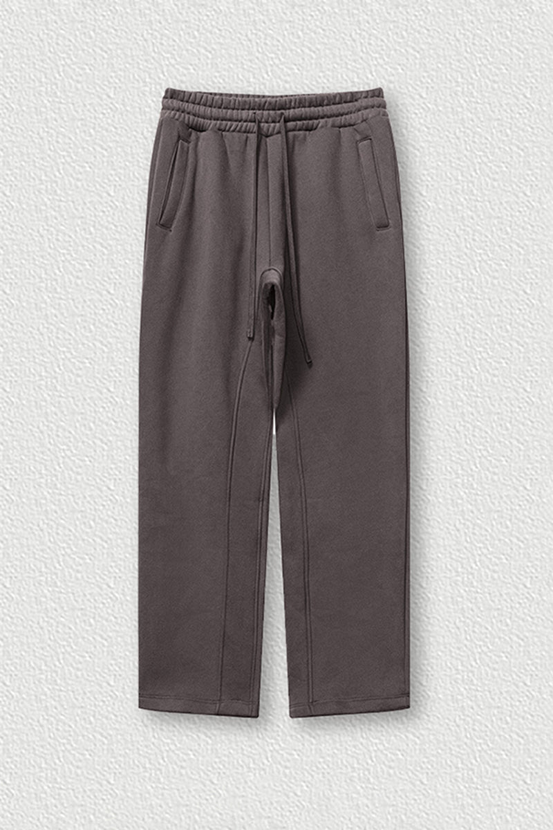Solid Color Fleece-Lined Sweatpants - Winter Thermal Straight Leg Pants