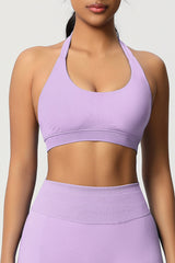 Women Halter Neck Seamless Yoga Sports Bra - Breathable Support Top