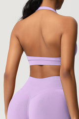 Women Halter Neck Seamless Yoga Sports Bra - Breathable Support Top