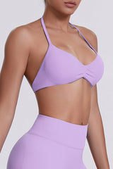 Women Halter Neck Seamless Sports Bra - Breathable Backless Yoga Top