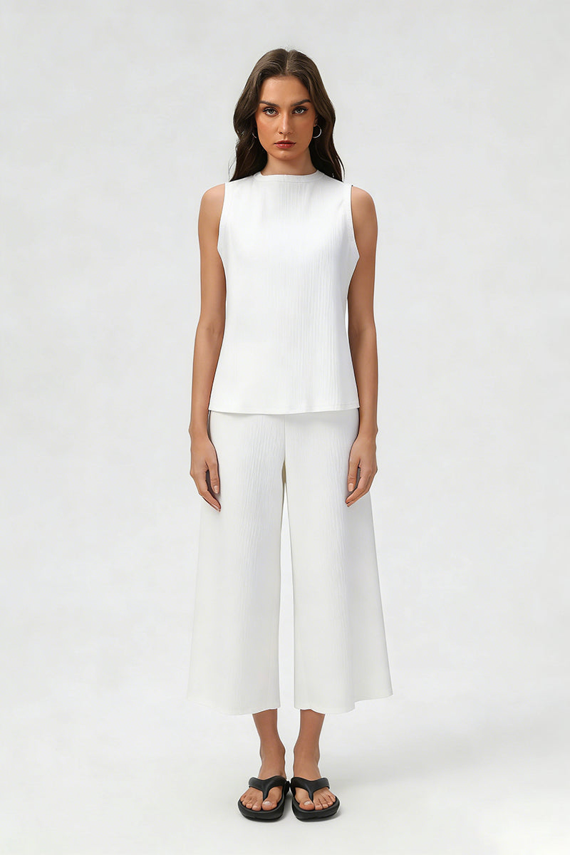 Women's Summer Sets:Sleeveless Tank Top And Wide Leg Pants