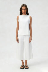 Women's Summer Sets:Sleeveless Tank Top And Wide Leg Pants