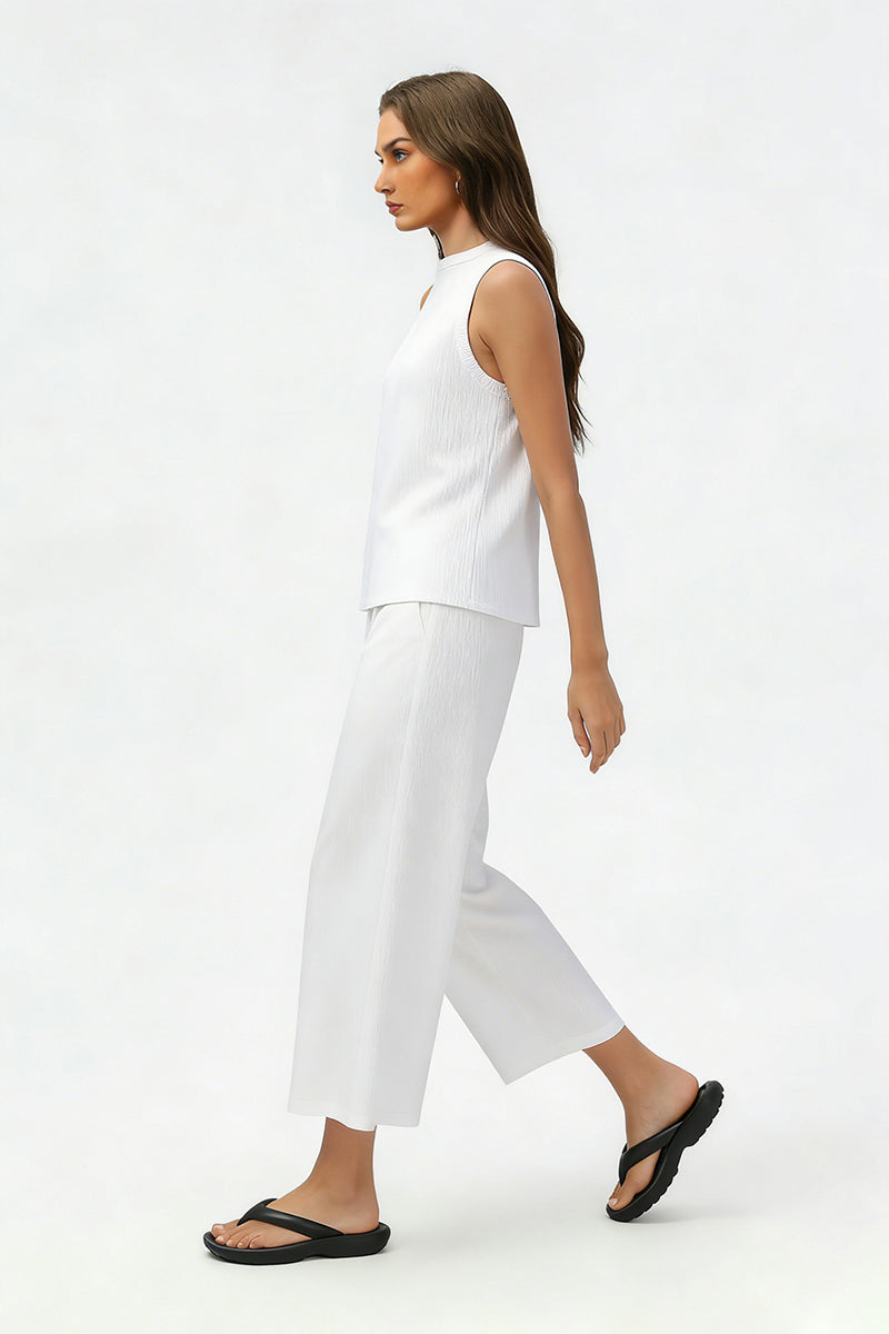 Women's Summer Sets:Sleeveless Tank Top And Wide Leg Pants