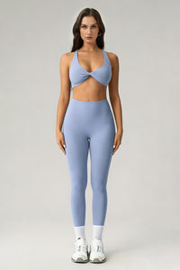 Women's Athletic Sets:Twist-Front Cross Back Bra And Legging