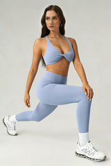 Women's Athletic Sets:Twist-Front Cross Back Bra And Legging
