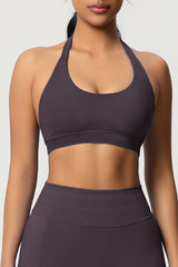 Women Halter Neck Seamless Yoga Sports Bra - Breathable Support Top