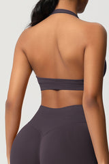 Women Halter Neck Seamless Yoga Sports Bra - Breathable Support Top