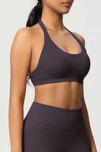Women Halter Neck Seamless Yoga Sports Bra - Breathable Support Top