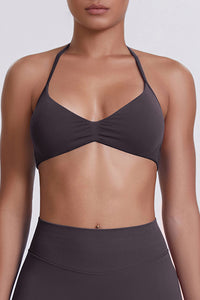 Women Halter Neck Seamless Sports Bra - Breathable Backless Yoga Top